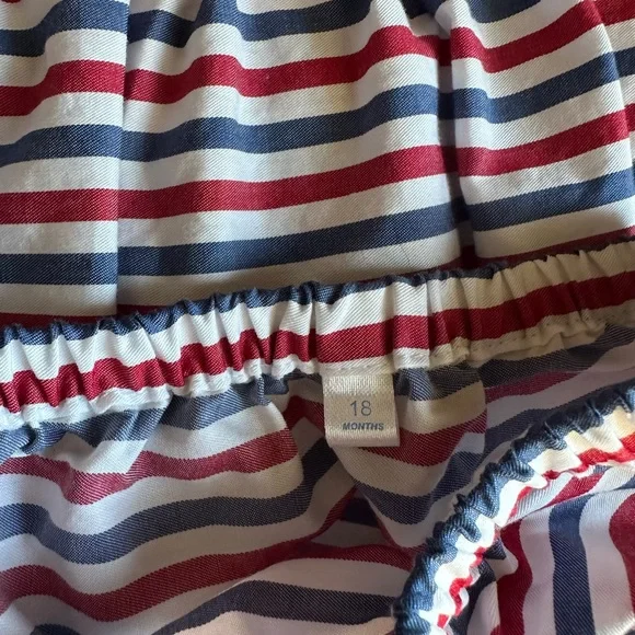 Edgehill Collection Red, White, and Blue Striped Dress 18 Month Flag Smocked - Picture 8 of 8